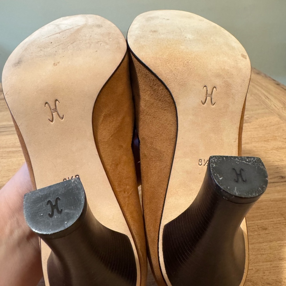 Cole Haan Lorenza Two-Tone Suede Scalloped Peep-Toe Pumps Size 8.5 - Picture 9 of 11